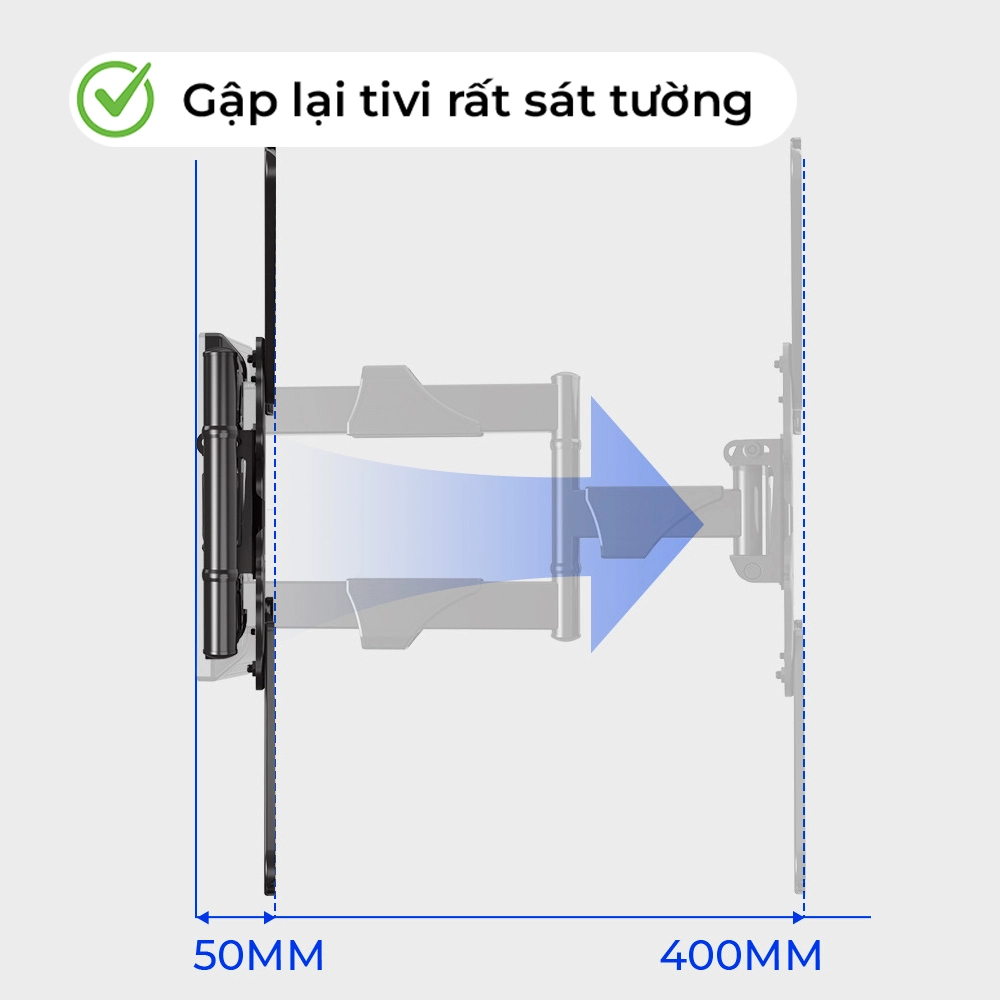 Giá treo tivi xoay NB-P4 32–55 inch | Xoay 180°, thép SPCC dày, chắc chắn - Ảnh 4