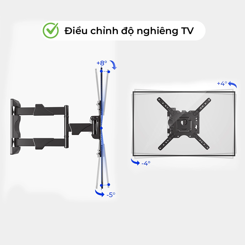 Giá treo tivi xoay NB-P4 32–55 inch | Xoay 180°, thép SPCC dày, chắc chắn - Ảnh 6