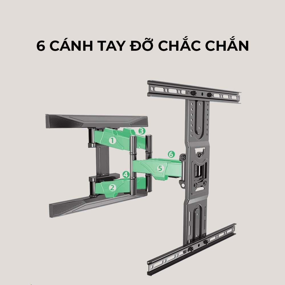 Giá treo tivi xoay North Bayou NB-P6 tay kép cho tivi 45-75 inch, thép dày