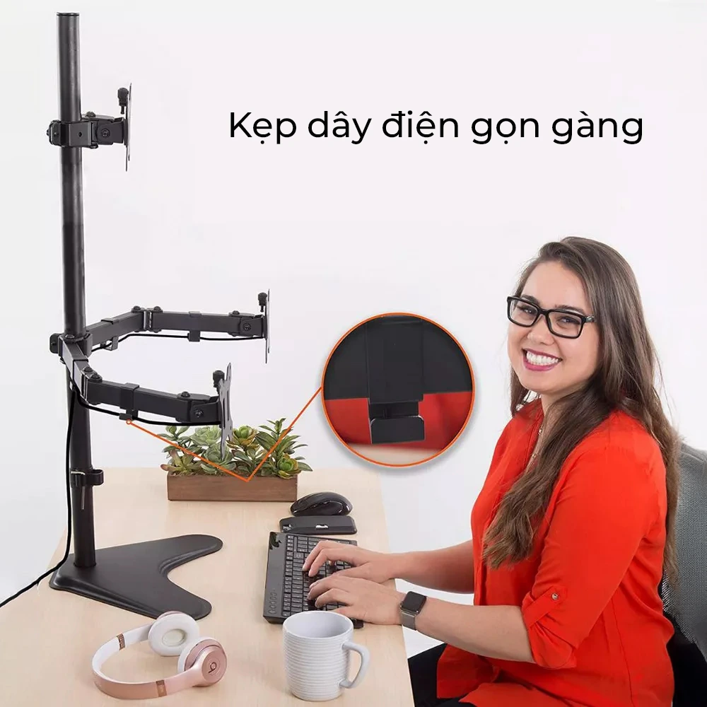Giá Treo 3 Màn Hình Máy Tính Để Bàn M043 (17-27 inch) - ảnh chi tiết 2