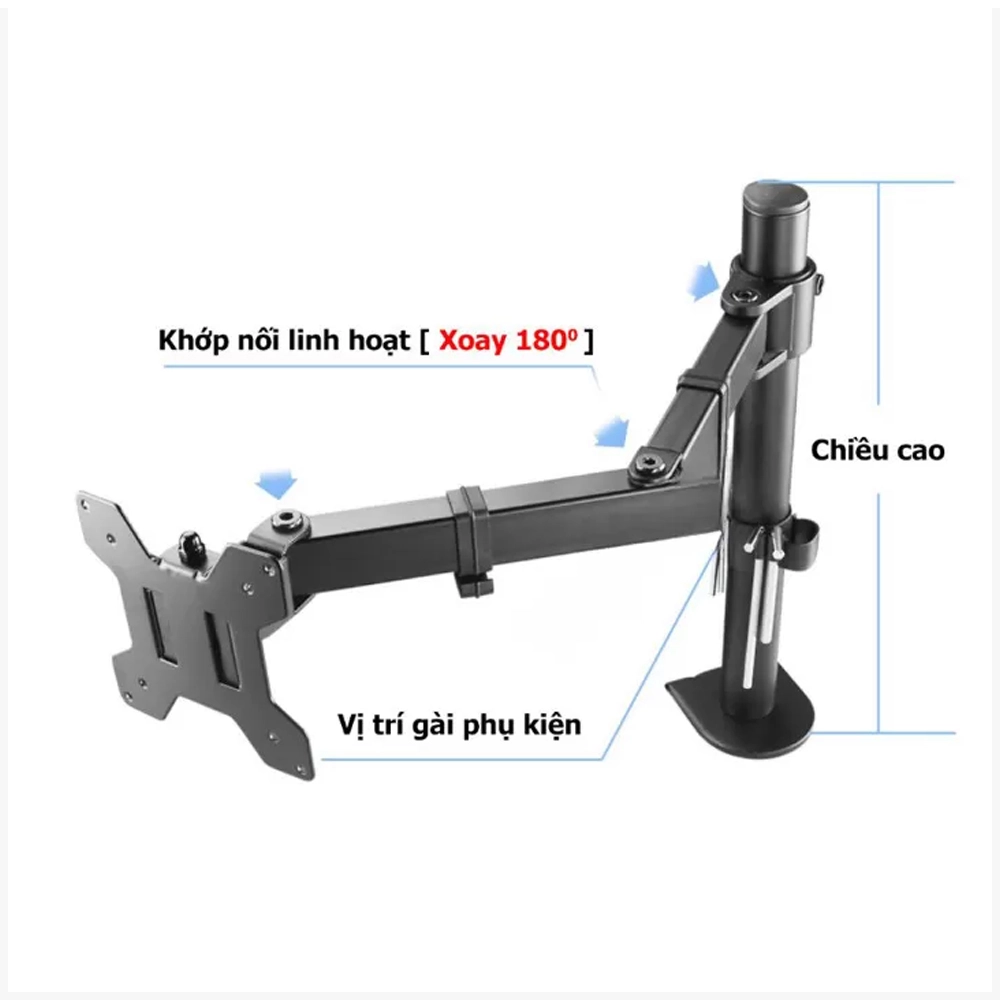 Giá Treo Màn Hình Máy Tính Kẹp Bàn M051 17-27 Inch - Ảnh 4