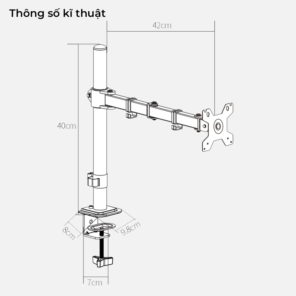 Giá Treo Màn Hình Máy Tính Kẹp Bàn M051 17-27 Inch - Ảnh 9