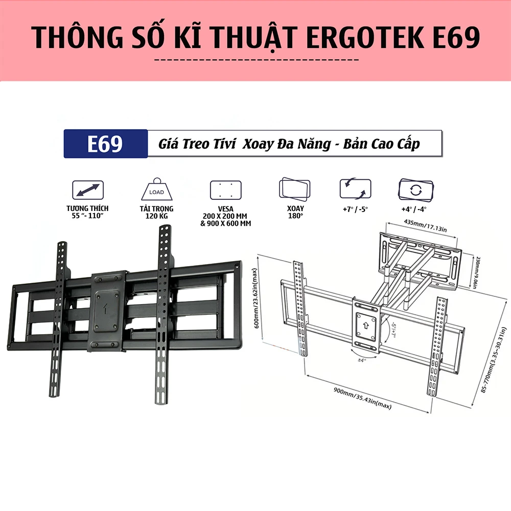 Giá Treo Tivi Xoay E69 55-110 inch - ảnh chi tiết 2