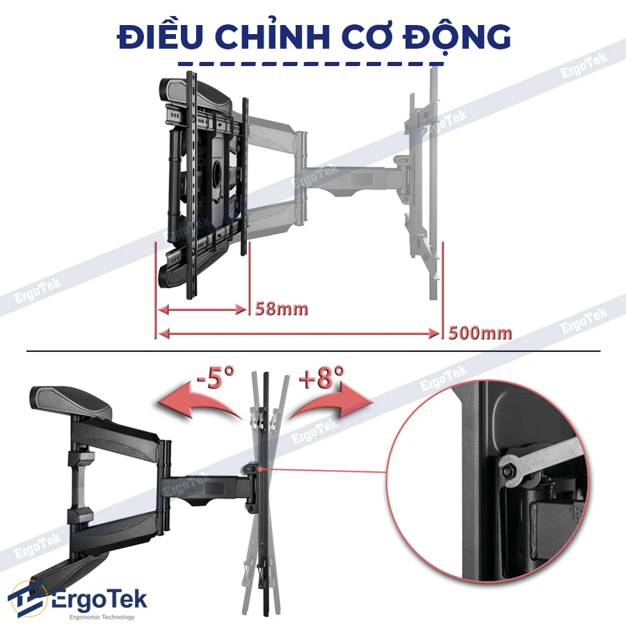 Giá Treo Tivi Xoay Đa Năng ErgoTek E68 55–82 Inch - Ảnh 4
