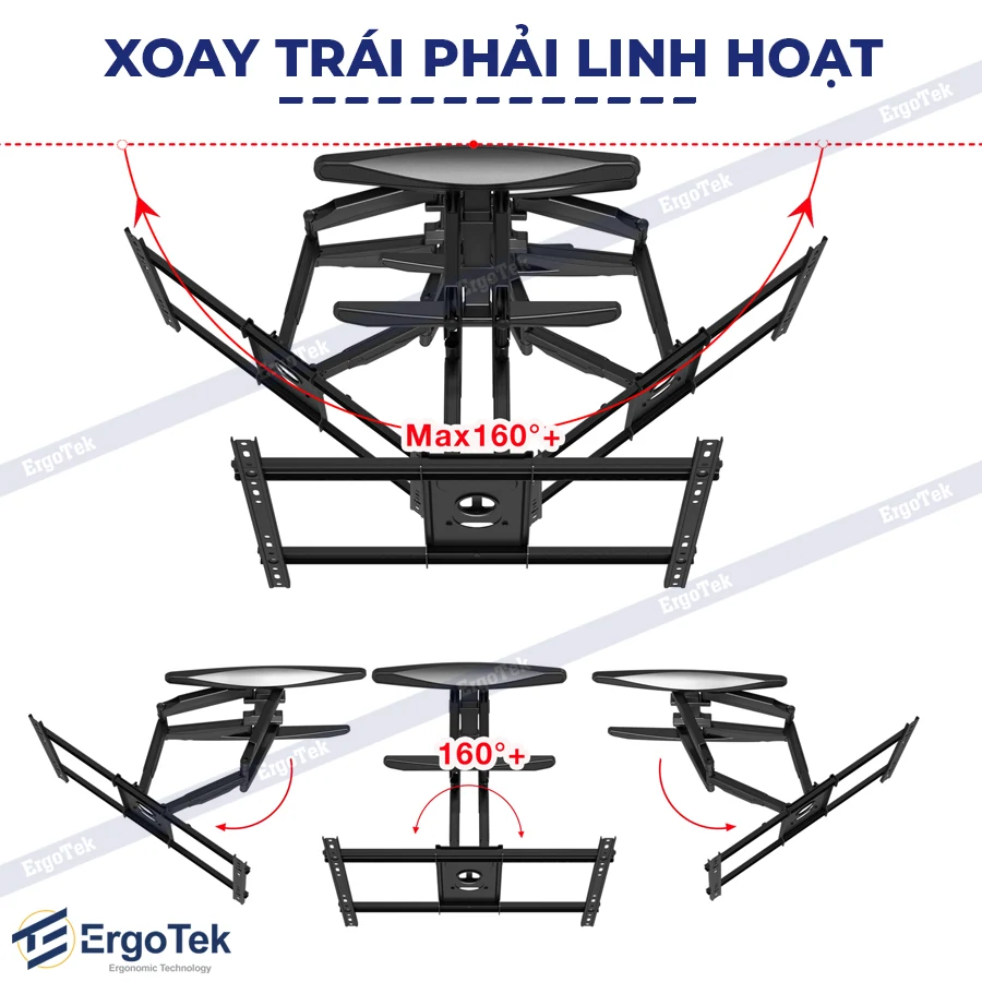 Giá Treo Tivi Xoay Đa Năng ErgoTek E68 55–82 Inch - Ảnh 12