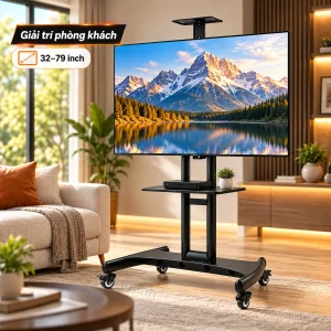 Giá treo tivi di động Ergotek E2100 32 – 79 inch, có khay camera